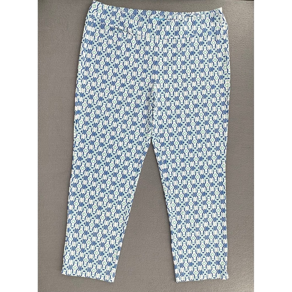 J. McLaughlin Cropped Pants XL Geometric Print Preppy Retro Travel Nautical